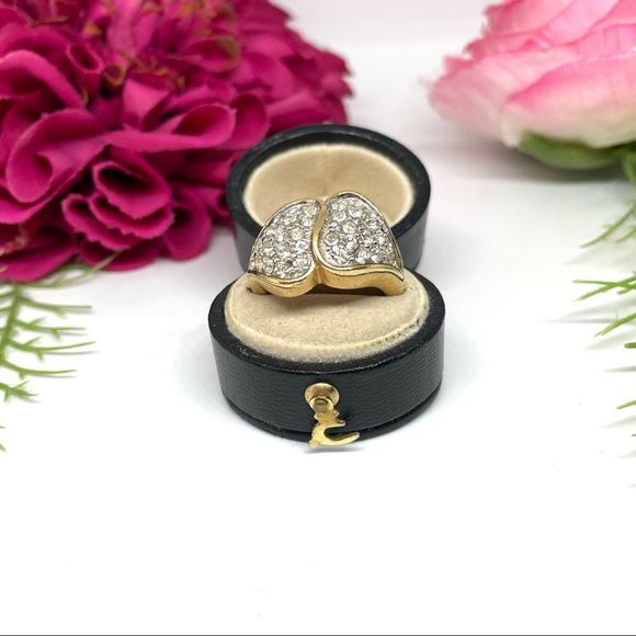 VINTAGE⚜️Crystal Pavé Wraparound Cocktail Ring - 18K Plated - Picture 3 of 7